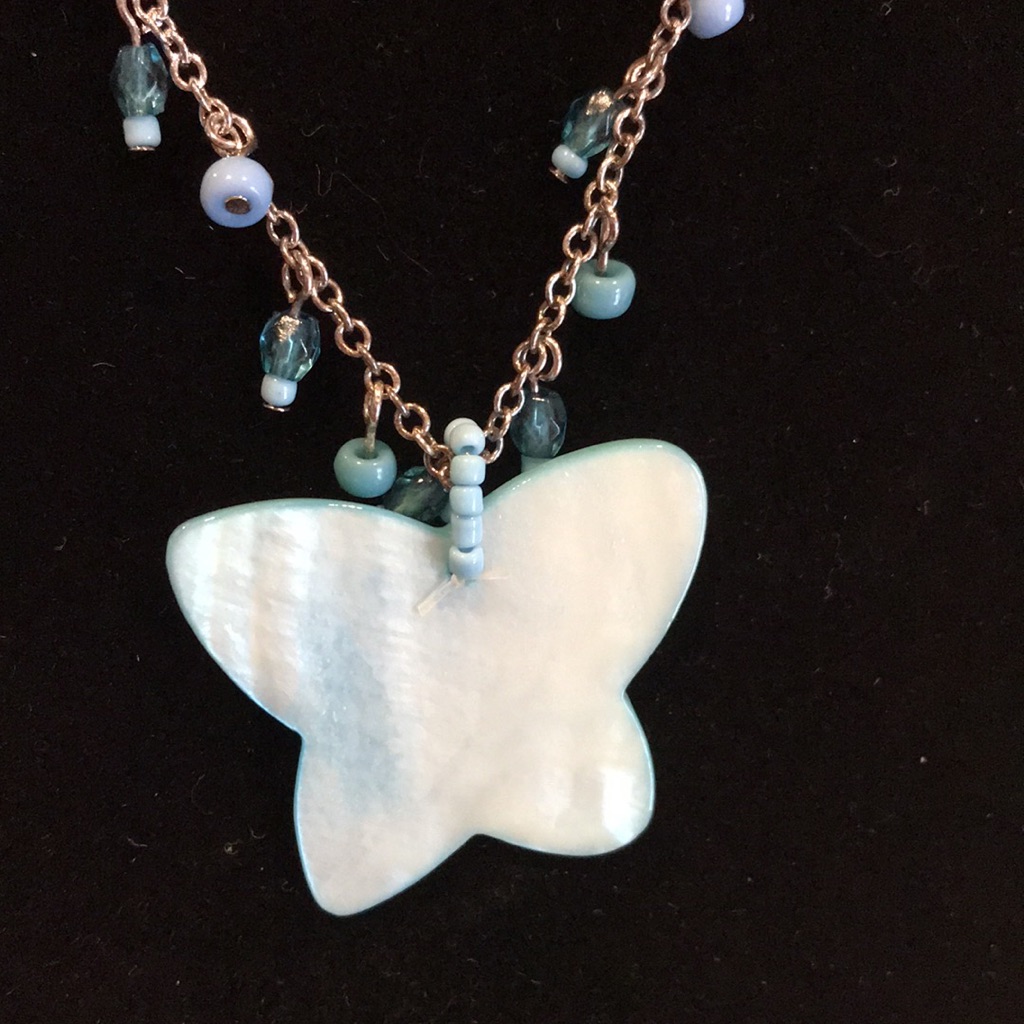 Avon Mother Of Pearl Butterfly Necklace